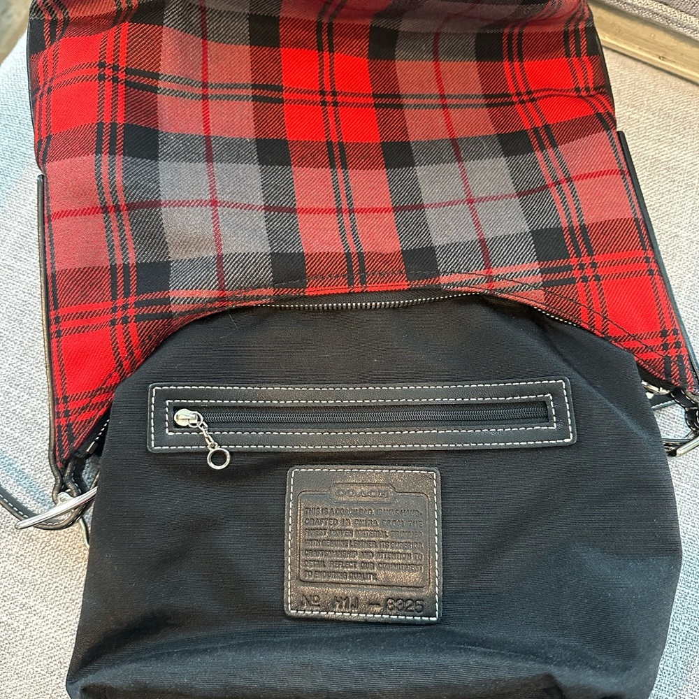 Coach Red and Black Plaid Mini Bag - Picture 3 of 16